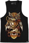 INTO THE AM Clockwork Owl Graphic Tank Tops for Men - Summer Beach Sleeveless Fashion Men's Tank Tops (Black, Medium)