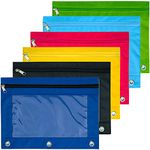 CACASO 3 Ring Pencil Pouch,6 Pack Multi-Color Binder Pencil Pouch,Durable Zip Binder Pencil Bags,Zipper Pen Pouches with Clear Window,Binder Pouch Pencil Case Bag For Office Supplies Cosmetics