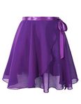 Daydance Purple Ballet Skirt Women Wrap Sheer Chiffon Dance Skirts