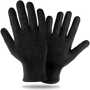 Teenitor Heat Resistant Glove With Silicone Bumps For Hair Iron Tool, Professional Heat Gloves For Heat Press, Heat Protectant Gloves For Hair Styling, Sublimation Gloves Heat Resistant Black