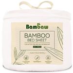 Bambaw – Fitted Sheet 200x200 cm, Bamboo Fitted Sheet, White Bed Sheet, Fitted Emperor Sheet, Soft, Breathable and Cooling Fitted Bed Sheets