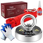 Uolor Magnet Fishing Kit with Rope 20M(66ft), Gloves & Threadlocker, N35 Super Power 160KG(353LB) Pull Force Round Neodymium Eyebolt Fishing Magnet for Magnet Fishing and Salvage in River