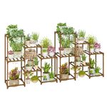 Bamworld 2 Sets of Package Plant Stands Indoor Wood Plant Shelf Outdoor Tiered Plant Rack for Multiple Plants Ladder Plant Holder Plant Table for Plant Pots Boho Home Decor for Gardening Gifts