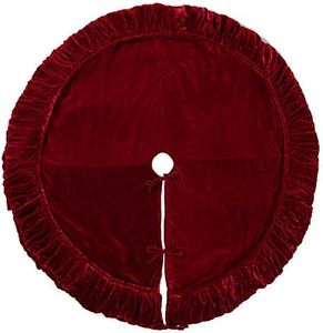 Vickerman 84" Plush White Velvet Christmas Tree Skirt - Elegant Christmas Tree Skirt Large - Red Christmas Tree Skirt - Velvet Holiday Tree Skirt - Reliable and Durable