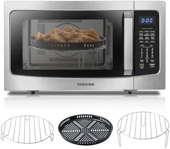 Toshiba Air Fryer Combo 4-in-1 Countertop Microwave Oven, Smart Sensor, Convection, Mute Function, Position Memory 13.6" Turntable, 1.5 Cu Ft, 1000W, Silver, ML-EC42P(SS)