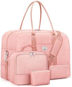 Weekender Bags for Women, Large Overnight Bag Canvas Travel Duffel Bag Carry On Tote with Shoe Compartment 21" 3Pcs Set
