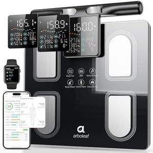 Arboleaf Smart Scale with Handle Display - 8-Electrode Body Pod Fat Scale, 50+ Metrics (BMI, Muscle, Visceral Fat), Bluetooth Scale for Body Weight, Unlimited Users, Home & Gym 400lbs, Black
