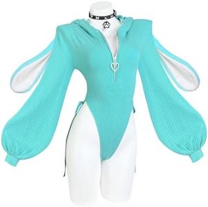 KORURACLUB Cosplay Sexy Bunny Outfit Cosplay lingerie for women Animal Costumes Bunny Bodysuit (Blue, L-XL)