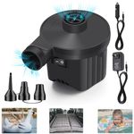 Electric Air Pump for Inflatable Pool,Portable Quick Inflator/Deflator Air Pump for Inflatable Couch, Camping Boat,Air Mattress Bed, Swimming Ring,Water Toys,Paddling Pools with 3 Nozzle Home Car Use