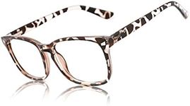 TIJN Blue Light Blocking Glasses Computer Glasses Game Eyewear Non-prescription Eyeglasses Frame with Clear Lenses for Women (Leopard(Blue Light Blocking Lens))(Size:M)