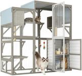 PetsCosset Walk-in & Large Catio Outdoor Cat Enclosure with Storage Cabinet