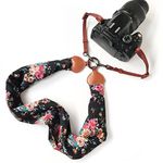 Camera Neck Shoulder Belt Strap,Alled Leather Vintage Print Soft Camera Straps for Women/Men for DSLR/SLR/Nikon/Canon/Sony/Olympus/Samsung/Pentax (Scarf Black+Buckle)