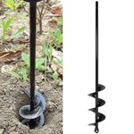 SYITCUN Garden Hole Digger Auger for Planting Bulbs Seedlings,Bulb Planting Auger,Heavy Duty Garden Extend Spiral Auger Drill Bit,Solid Shaft Plant Auger,Long Handle Garden Bulb Planter Tools 4x42cm