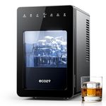 ecozy 2'' / 50mm Clear Ice Cube Maker, 24H Timer, 2 Square Ice in 30 Mins with Eco Mode, 96 Pcs/Day, LED Touch Screen, CrystalFlux Technology, Ice Maker Machine for Home Bar Whiskey & Bourbon