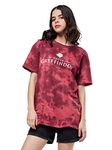 The Souled Store Women Official Harry Potter: House Gryffindor (Tie Dye) Multicolored Printed Boyfriend T-Shirts