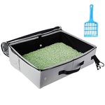 Litter Box with Lid Kitty Litter Box Cat Travel Litter Box with Sealed Dual Zippers&Carabiner 100% Leak Proof Waterproof Portable Collapsible Litter Carrier for Cat (Grey)