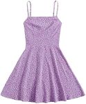 Floerns Women's Ditsy Floral High Waist Cami Short A Line Dress Lilac Purple L