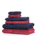 Wakefit Towels for Bath | 500 GSM | Bath Towel, Bath Towel for Men, Bath Towel for Women, 6 Pieces Terry 100% Cotton 2 Bath, 2 Hand and 2 Face Towels(Chilli Pepper, Navy Blue)