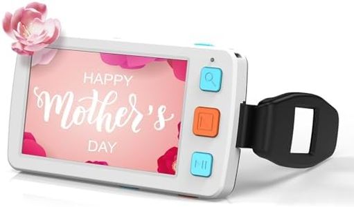 Eyoyo Portable Digital Magnifier Electronic Reading Aid 5.0 inch w/Foldable Handle for Low Vision Color Blindness 4X-32X Times Zoom 17 Color Modes 5 Levels for Brightness