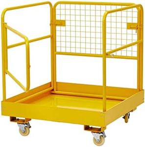 Forklift Safety Cage, 36"x36" inch Heavy Duty Collapsible Forklift Work Platform, 1200LBS Capacity with 4 Universal Wheels Aerial Platform Collapsible Lift Basket Aerial Rails for Lifting Loader