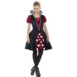 Smiffys Deluxe Dark Red Queen Costume, Black with Dress & Felt Tiara, Halloween Adult Fancy Dress, The Queen Dress Up Costumes