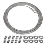 BuxiuGK 1 Roll Cable Rope 2mm x 10m,Heavy-duty 304 Stainless Steel Cable Rope Hanging Wire with 10 Aluminum Crimping Sleeves and 8 Stainless Steel Thimble for Railing Decking