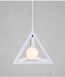 Nordic Fashion Minimalist Style Triangle Pendant Light E27 Base Metal Cage Hanging Lighting Lamp for Restaurant Balcony Corridor Dining Room Study Room Home Decoration(White)