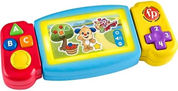 ​Fisher-Price Laugh & Learn Pretend Video Game Toddler Toy with Lights Sounds and Educational Songs, Fine Motor Toy, Twist & Learn Gamer, Multi-Language Version
