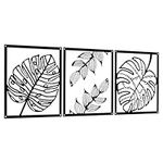 Swiftful Metal Flowers Wall Decor – Set of 3 Metal Wall Art for Living Room – 12” x 14” Metal Wall Decoration for Bedroom – Modern 3D Flower Wall for Kitchen and Bathroom - Black Wall Decor