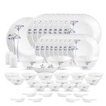 La Opala Opalware Aqua Spray Dinner Set of 47 Pieces, Green, White, Medium
