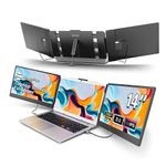 domyfan 14" Laptop Screen Extender, FHD 1080P IPS Triple Portable Monitor for Laptop, HDMI/USB-A/Type-C Plug and Play for Windows, Mac, Android, Chrome,PS5, Work with 13.3"-17" Laptops