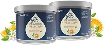 Glade Aromatherapy Candle Gift Set, Home Decor Scented Candle Luxury Jar Candle, Up to 37 Hour Burn Time, Pure Happiness with Orange & Neroli Blossom, Pack of 2 (2 x 260 g)