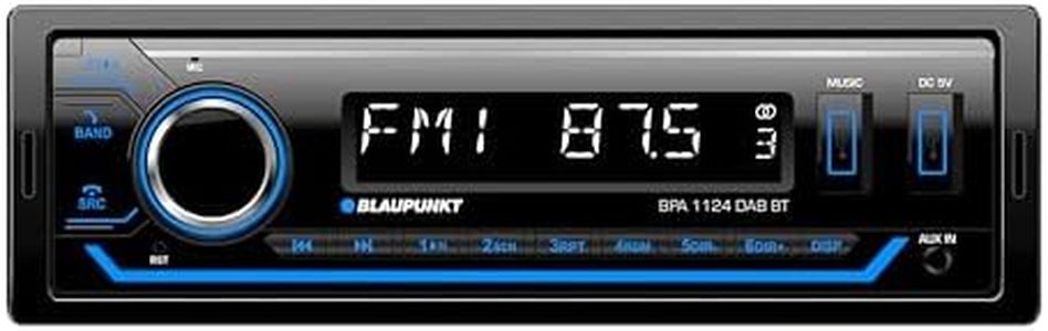 Blaupunkt BPA 1124 DAB BT 1-DIN Car Radio, DAB+, Bluetooth, Hands-Free System, 2 x USB, Aux Input, Sub-Out, Multicoloured, 200 Watt