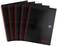 Oxford Black n' Red A4 Notebook, Glossy Hardback Wirebound, 140 pages, Lined (Pack of 5)