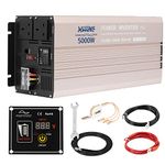 XWJNE 5000W Pure Sine Wave Inverter 48V to 230/240V Car Converter Pro Power Inverter Peak Power 10000W DC to AC Converter with Remote Control and LED Display 4.2A USB Charging Ports & 2 AC Outlets