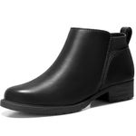 Bacia Chelsea Boots Women Fall Ankle Boots Low Heel Slip on Flat Round Toe Short Boot All Black 9 US