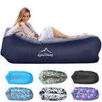 AlphaBeing Inflatable Lounger Air Sofa, Portable Inflatable Couch Mesh Hollow Air Hammock Anti Leakage Air Chair for Outdoor Camping Beach Traveling Hiking Music Festivals Backyard, Navy