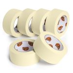 TAPEBEAR General Purpose Masking Tape 48mm x 55m, Beige White Painters Tape for Painting, Labeling, DIY Arts Crafts, Home Office School Projects, 6 Rolls