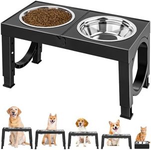 XiaZ Elevated Dog Bowls, 5 Heights Adjustable Dog Raised Bowl Stand with Two 1000ML Stainless Steel Dog Food and Water Bowls, Pet Bowl Holder to Protect Dogs Joints for Small Medium Large Dog