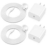 2-Pack iWatch Charger, TIEKIANG Apple Watch Wireless Magnetic Fast Charging Cable with USB C Wall Charger Block for Apple Watch Series Ultra/9/8/7/6/SE/8/7/6/5/4/3/2/1, Includes 38/40/42/44/49mm Size