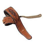 YUEKO Leathers Deluxe Soft Italian Leather Guitar Strap, Super Soft Suede Backing, 2.5" inches Wide, Adjustable length from 43.5" to 56" inches