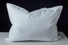 Eastwarmth Goose Down Feather Soft Pillows One Pillow 100% Cotton Supportive Bed Pillow Stripe White Color Standard Size 20x26 inch