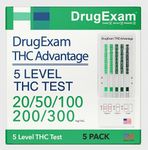 5 Pack - DrugExam THC Advantage Made in USA Multi Level Marijuana Home Urine Test Kit. Highly Sensitive THC 5 Level Drug Test Kit. Detects at 20 ng/mL, 50 ng/mL, 100 ng/mL, 200 ng/mL and 300 ng/mL