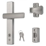 Ideal Security EL Keyed Lever Mount Latch with Deadbolt, Surface Mount Storm Door Handle Replacement, 2 Posts with Tie Down Screw, Satin Chrome