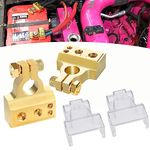 2pcs Car Battery Terminals Connectors Kit Heavy Duty Battery Terminal Connector 0/2/4/8/10AWG Gauge Positive and Negative Battery Pole Terminals Clamps with Clear Cover for Car Caravan Marine RV Boat