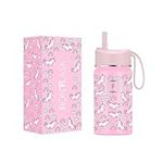 IRON °FLASK Kids Water Bottle - 14 Oz, Straw Lid, 20 Name Stickers, Vacuum Insulated Stainless Steel, Double Walled Tumbler Travel Cup, Thermo Mug - Valentines Day Gifts - Stardust Unicorns