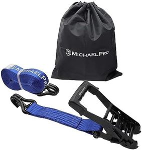 MichaelPro 2" x 27' Ratchet Tie Down Strap with J-Hook Safety Latches, 10,000 lb Break Strength, for Moving Cargo, Appliances, Lawn Equipment, Motorcycle, Storage Bag Included | MP021003
