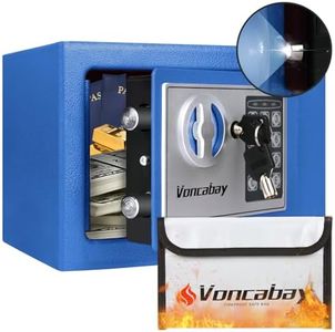 Voncabay Money Safe Box for Home with Sensor Light & Fireproof Security Safe Box for Money Safe with Keys & Pass Code, Lock Box Fireproof Safe with Digital Keypad Blue