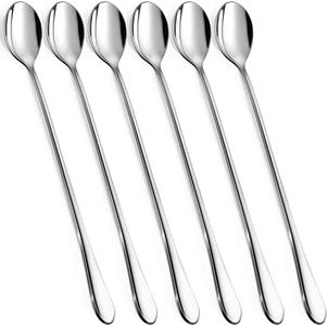 Rainspire 9-Inch Long Coffee Spoons for Coffee Bar, Coffee Stirrers Ice Cream Spoon Tea Spoons Stainless Steel Long Spoon for Cocktail Stirring Iced Tea, Coffee Bar Accessories, 6 Pack