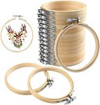 FEBSNOW 12 Pieces 4 Inch Embroidery Hoops Adjustable Bamboo Circle Cross Stitch Hoop Ring Bulk Wooden Round Embroidery Hoop for Art Craft Handy Sewing and Christmas Decoration